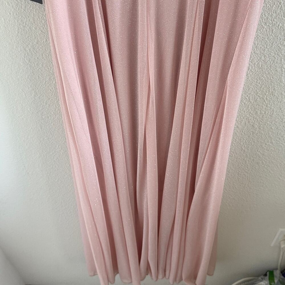 NWT Alexa B Nites Elegant Pink Off-Shoulder Dress Delicate Glitter Lined 6 - Picture 7 of 7